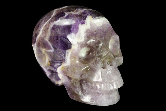 Realistic, Carved Chevron Amethyst Skull #150965